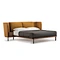 BILIDO CASA high back upholstered bed with integrated nightstands in premium textured yellow fabric.